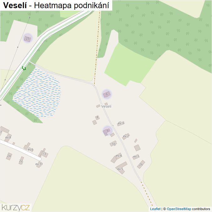 Mapa Veselí - Firmy v části obce.