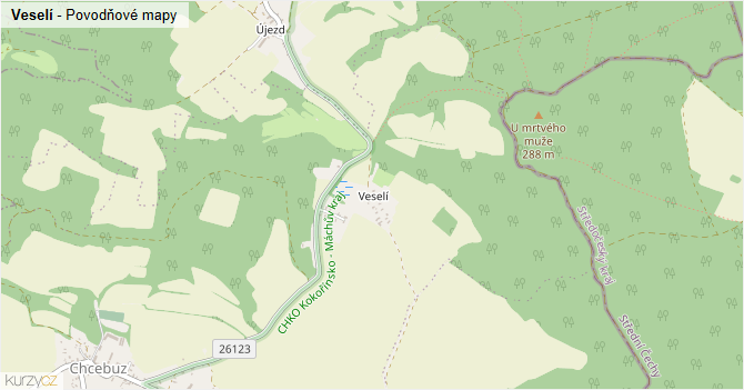 Veselí - záplavové mapy stoleté vody