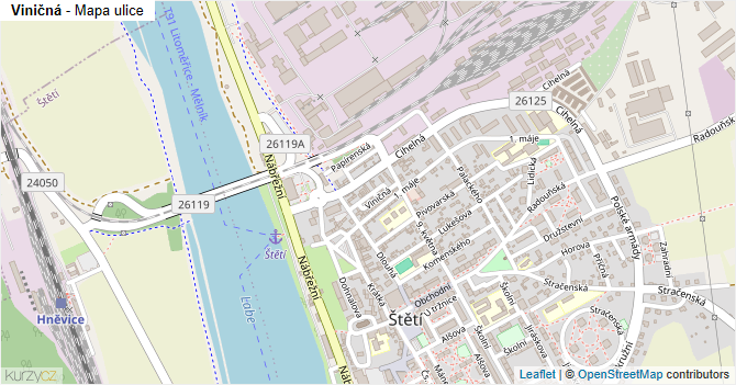 Viničná - mapa ulice
