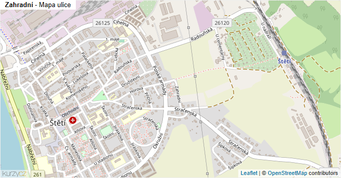 Zahradní - mapa ulice