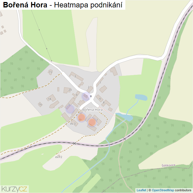 Mapa Bořená Hora - Firmy v části obce.
