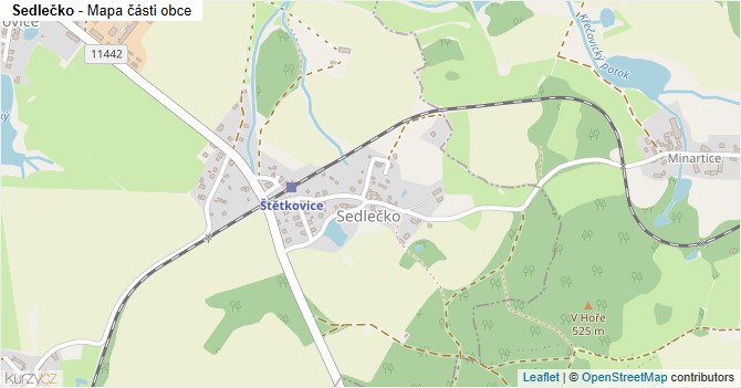Sedlečko - mapa části obce