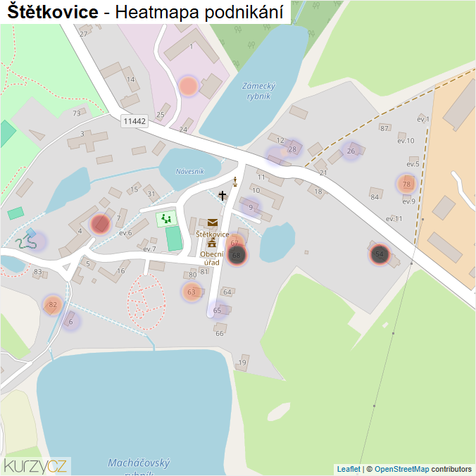 Mapa Štětkovice - Firmy v části obce.