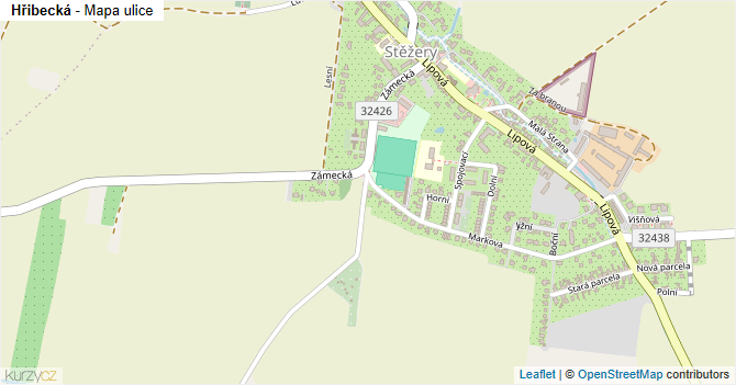 Hřibecká - mapa ulice