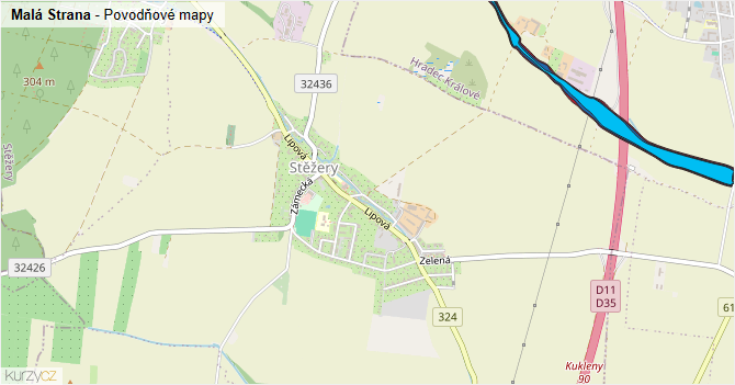 Malá Strana - záplavové mapy stoleté vody
