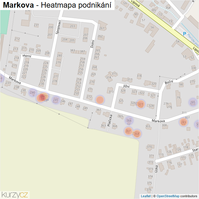 Mapa Markova - Firmy v ulici.