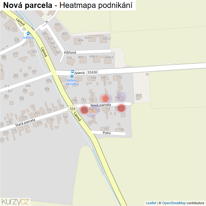 Mapa Nová parcela - Firmy v ulici.