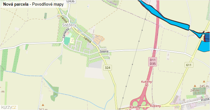 Nová parcela - záplavové mapy stoleté vody