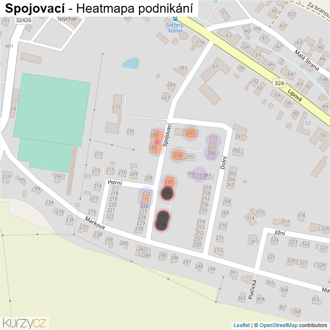 Mapa Spojovací - Firmy v ulici.