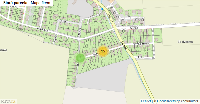 Stará parcela - mapa firem