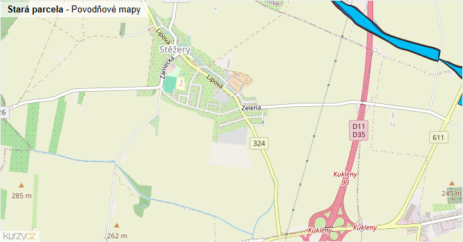 Stará parcela - záplavové mapy stoleté vody