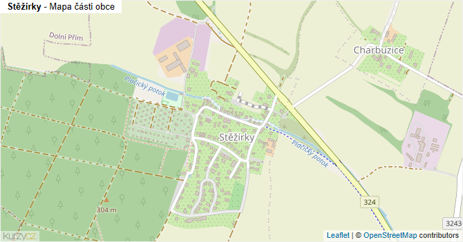 Stěžírky - mapa části obce