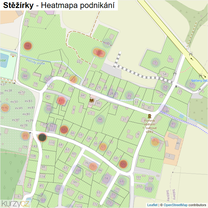 Mapa Stěžírky - Firmy v části obce.