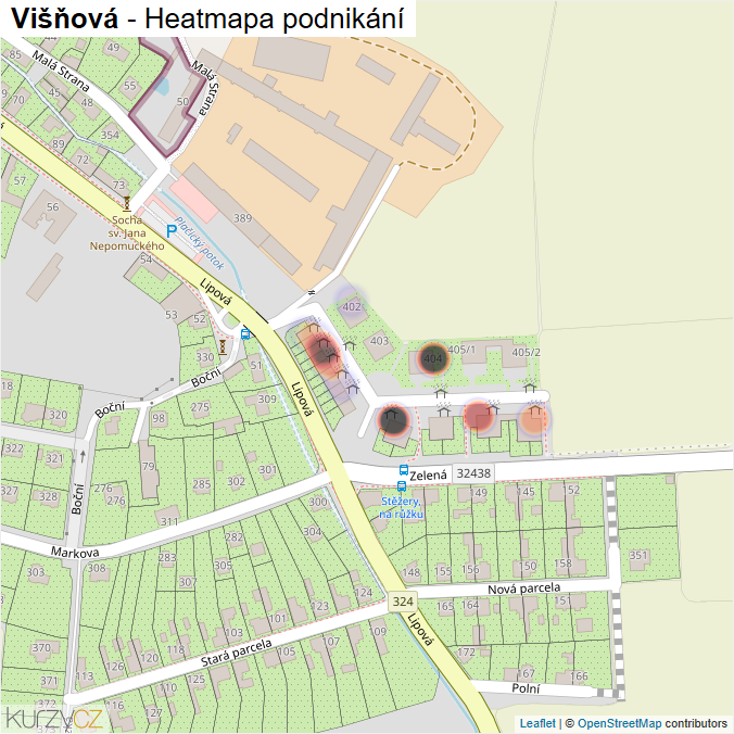 Mapa Višňová - Firmy v ulici.