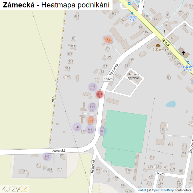 Mapa Zámecká - Firmy v ulici.