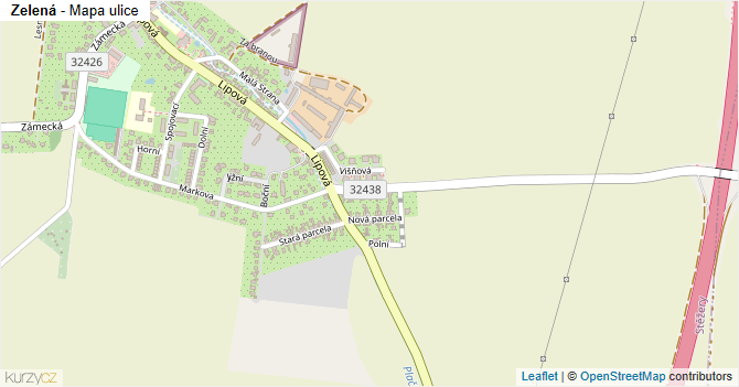 Zelená - mapa ulice