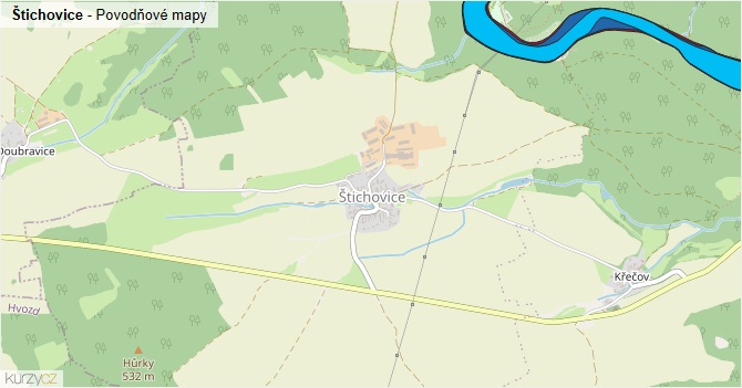 Štichovice - záplavové mapy stoleté vody