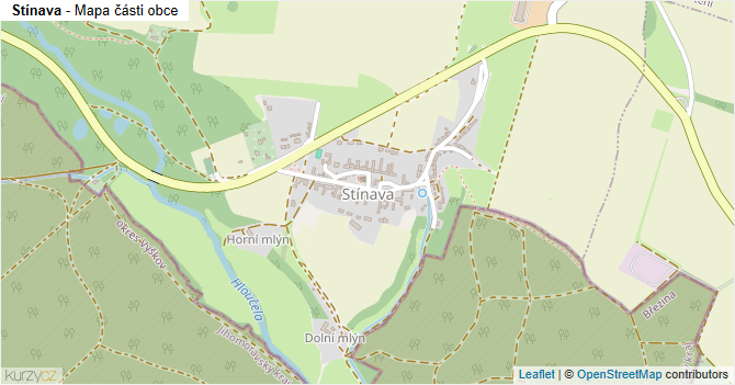 Stínava - mapa části obce