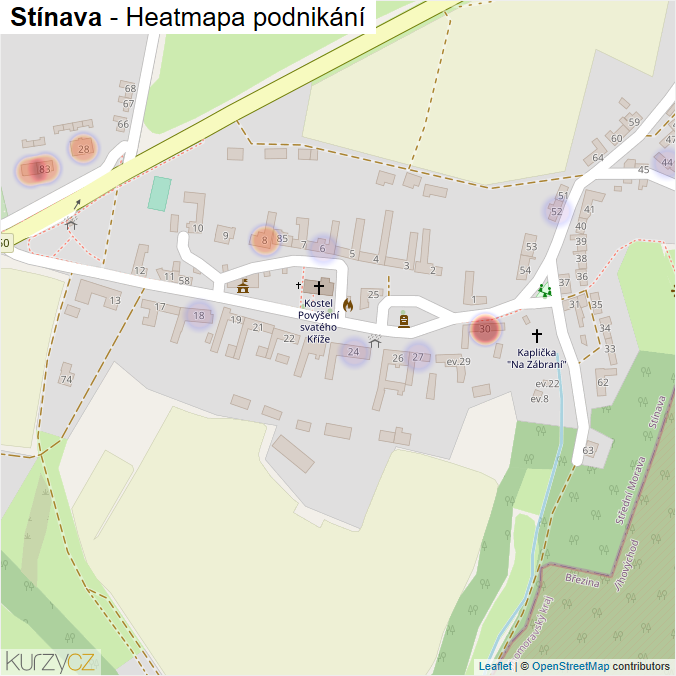 Mapa Stínava - Firmy v části obce.