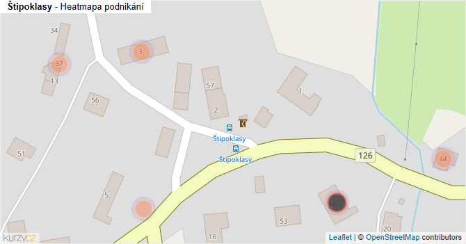 Štipoklasy - mapa podnikání