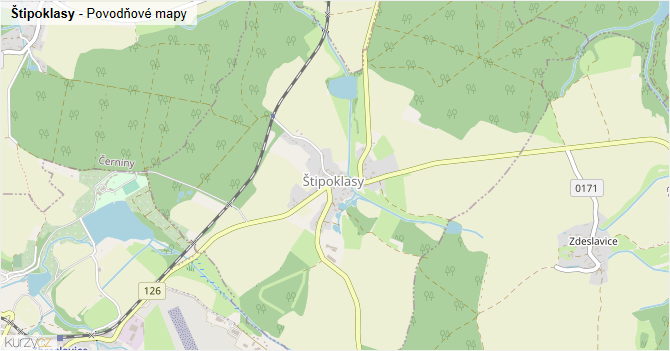 Štipoklasy - záplavové mapy stoleté vody
