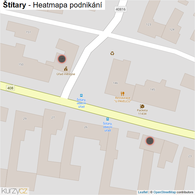 Mapa Štítary - Firmy v obci.