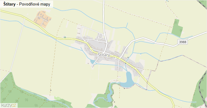 Štítary - záplavové mapy stoleté vody