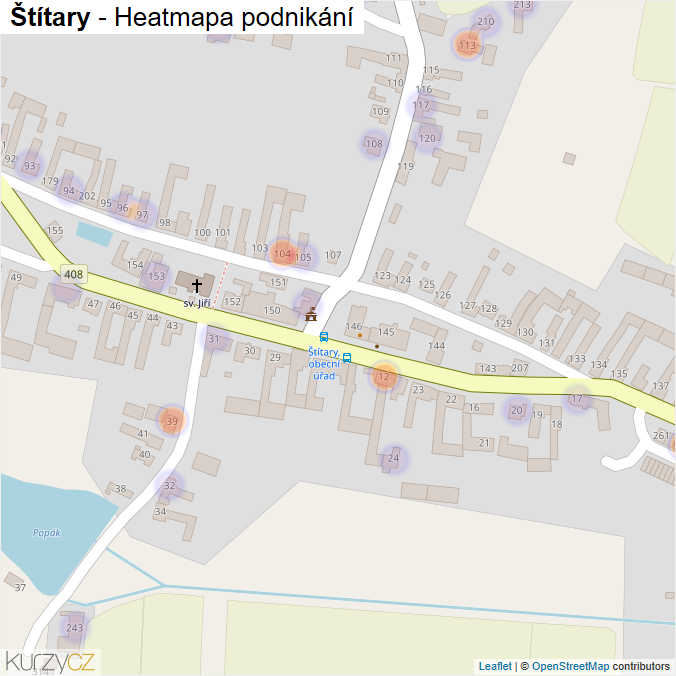 Mapa Štítary - Firmy v části obce.