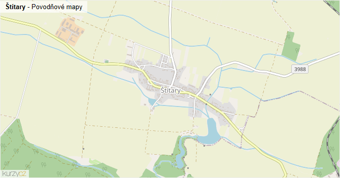 Štítary - záplavové mapy stoleté vody