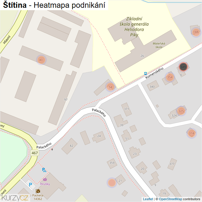 Mapa Štítina - Firmy v obci.