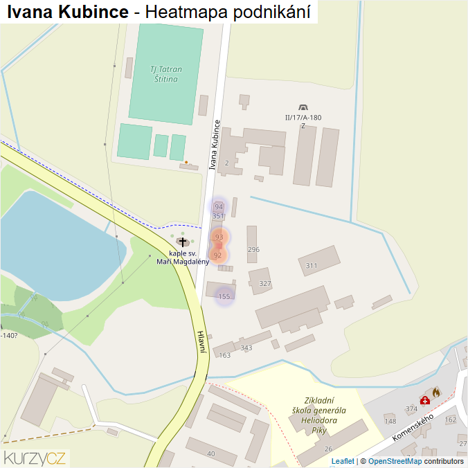 Mapa Ivana Kubince - Firmy v ulici.