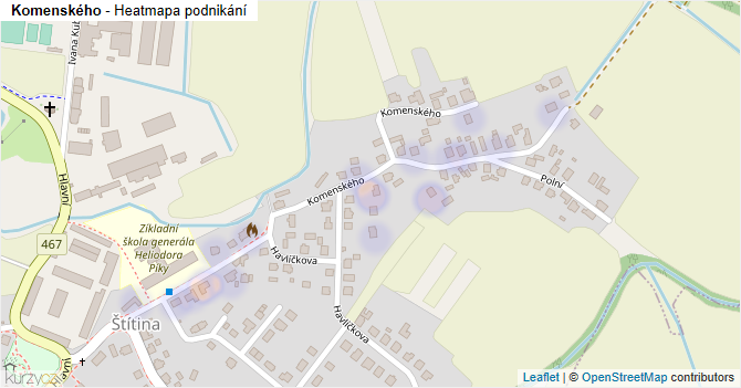 Komenského - mapa podnikání