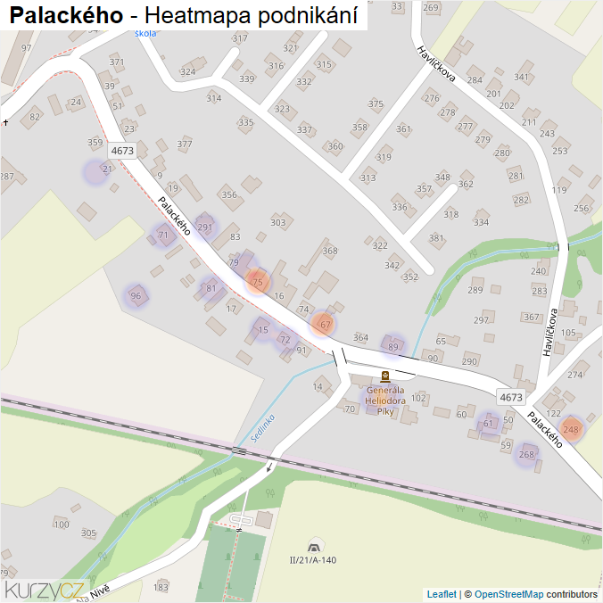 Mapa Palackého - Firmy v ulici.