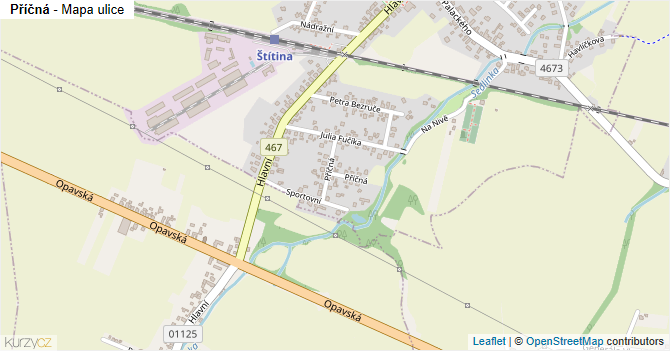 Příčná - mapa ulice