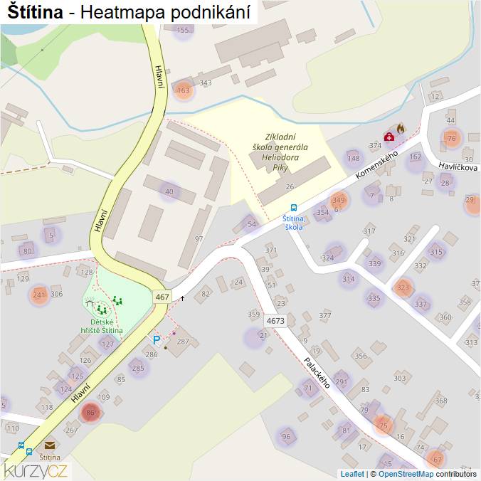Mapa Štítina - Firmy v části obce.
