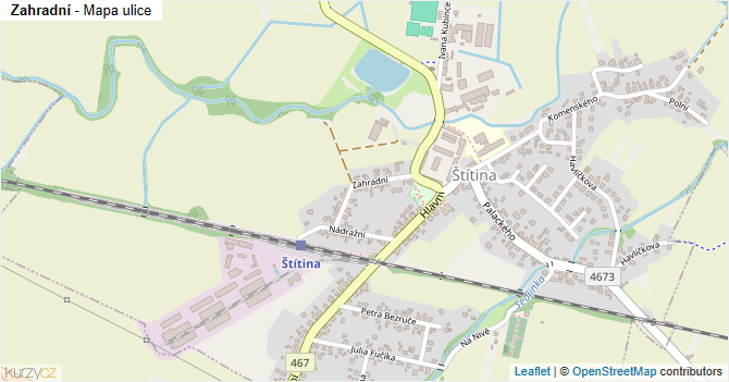 Zahradní - mapa ulice