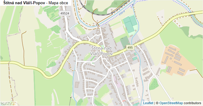 Štítná nad Vláří-Popov - mapa obce