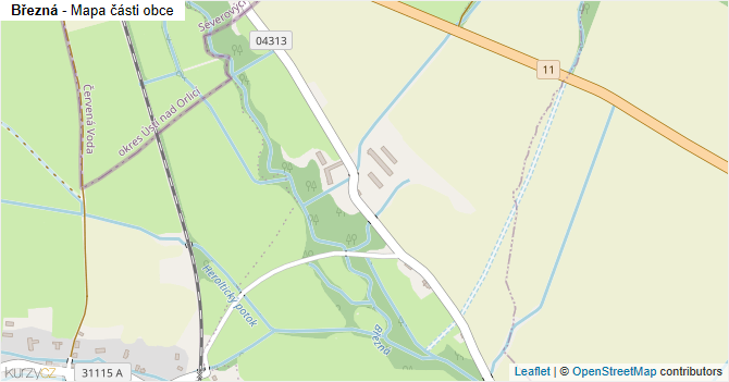Březná - mapa části obce