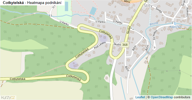 Cotkytelská - mapa podnikání