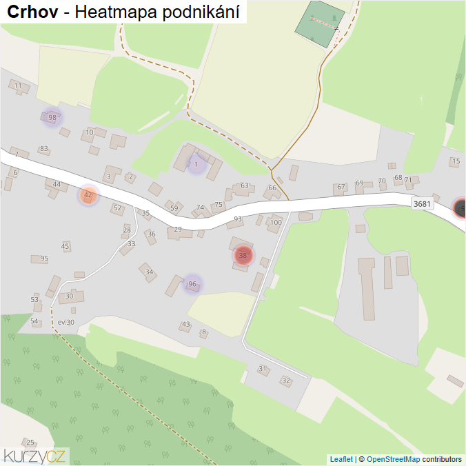 Mapa Crhov - Firmy v části obce.