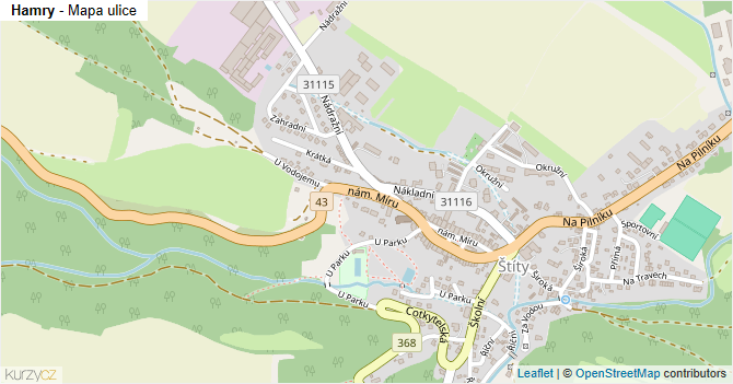 Hamry - mapa ulice