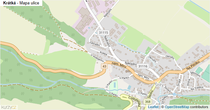 Krátká - mapa ulice