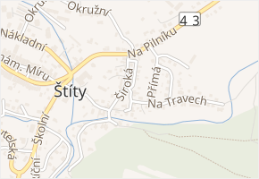 Lomená v obci Štíty - mapa ulice