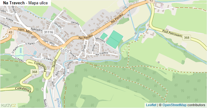 Na Travech - mapa ulice