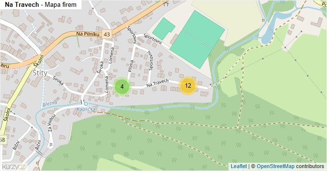 Na Travech - mapa firem
