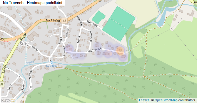 Na Travech - mapa podnikání