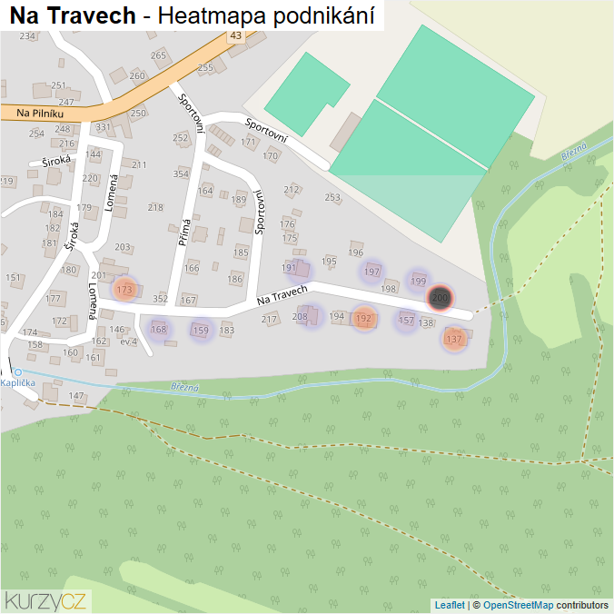 Mapa Na Travech - Firmy v ulici.