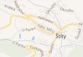 nám. Míru v obci Štíty - mapa ulice
