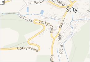 Pod Lesem v obci Štíty - mapa ulice