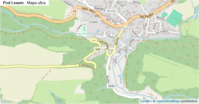 Pod Lesem - mapa ulice